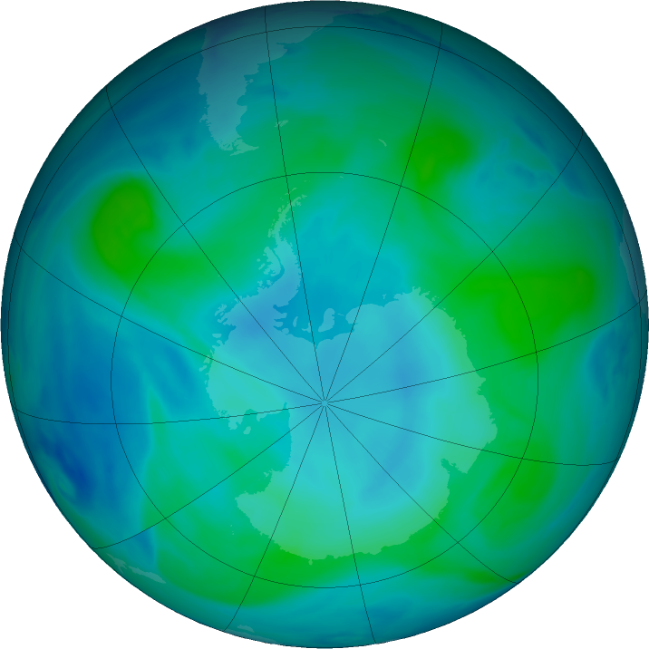 Antarctic ozone map for 07 February 2023